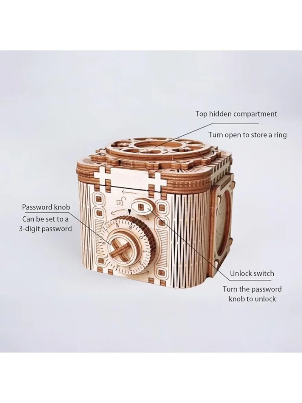 3D Adult 3D Puzzle Password Music Box for DIY Home Decor Gift Women Men 104pcs